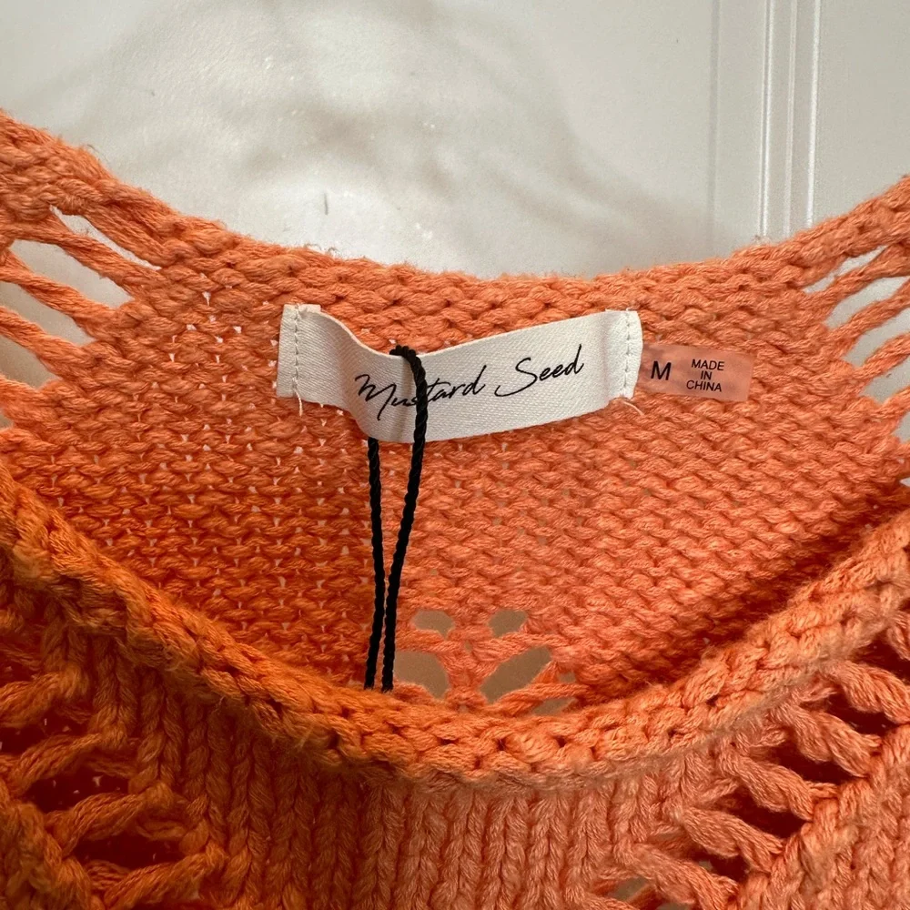 The orange Autumn Glaze Distressed‎ Sweater is Sz Medium